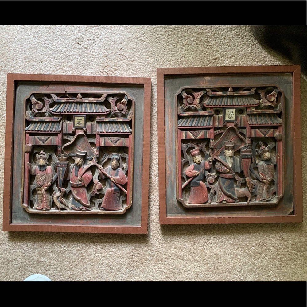Chinese hand carved paintings